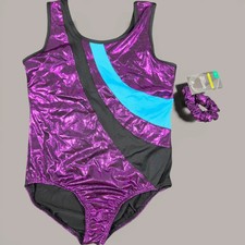 Danskin Now Girls XL Purple Gymnastics Dance Leotard Scrunchie NWT