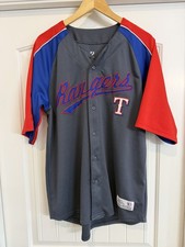 Texas Rangers Dynasty Jersey Size Large Gray / Blue / Red Stitched