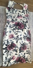 Ladies Look Size 16 bodycon Dress cruise/wedding gorgeous white/floral