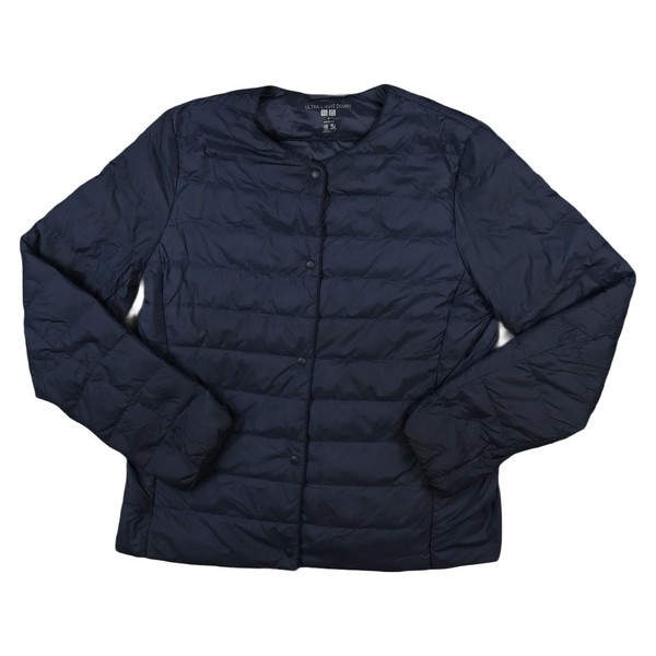 Uniqlo Jacket Womens MEDIUM Blue Ultra Light Down Quilted Puffer Log Sleeve M