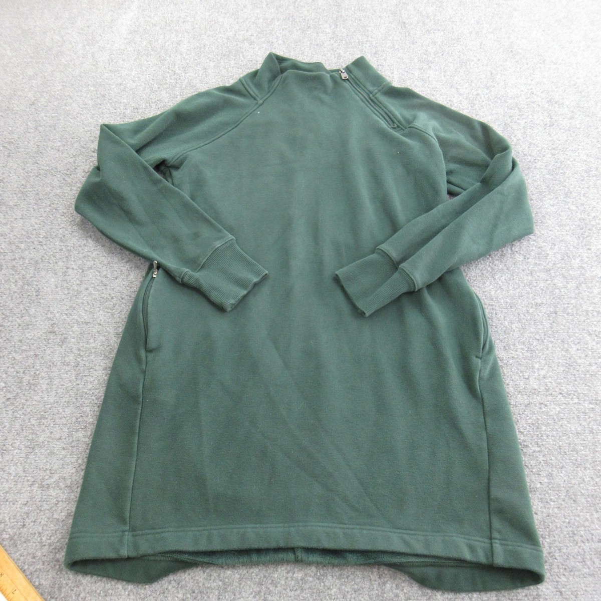 Athleta Sweater Dress Womens M Green Fleece Mock Neck Long Sleeve Zip  Pockets | eBay