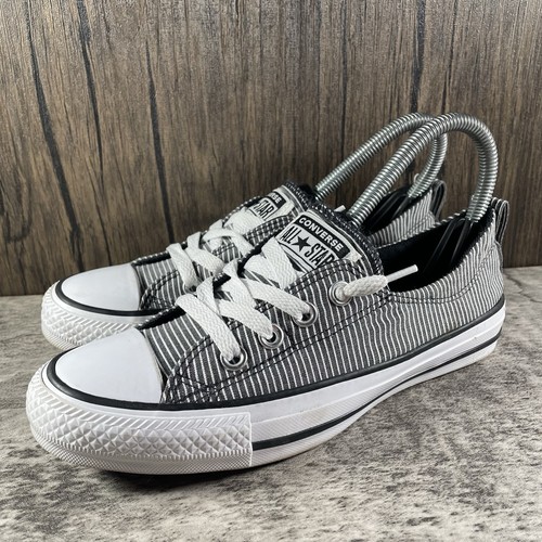 Converse Sneakers Shoreline Black Stripe Womens Shoes 6 Slip On - Picture 2 of 9