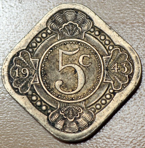 1943 Curacao Suriname 5 Cents