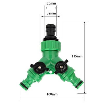 3-Wege Schlauchverteiler Hahn Adapter ABS Kunststoff Konstruktion Innendichtring