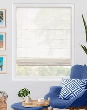 Chicology Sheer Cordless Roman Shade Pacific White 27" x 64" w/ Hardware