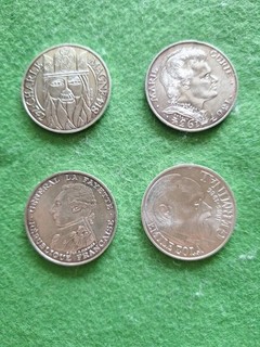 Lot de 4 pièces de 100 Fr en Argent La Fayette.M Curie.Charlemagne.Émile Zola