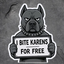 Dog sticker vinyl decal pitbull I bite Karens for free funny