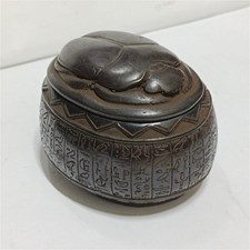 Egyptian Scarab Box Hieroglyphic Decor Handmade Pharaoh Collectible