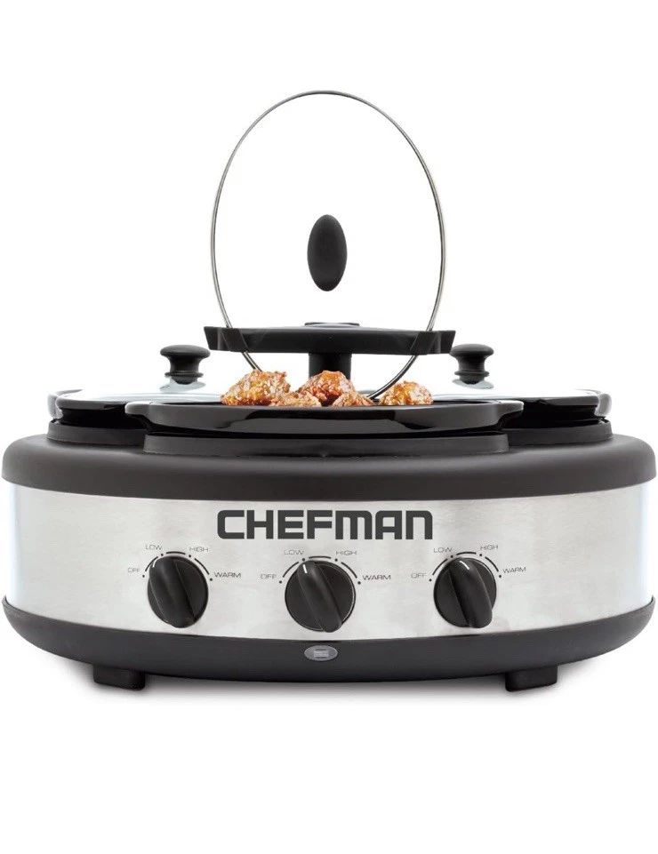 Chefman Triple Slow Cooker & Buffet Server New