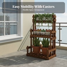 Multi-Tier plant Ladder Easy Assembly three-tier Ladder Shelf Good Drainage