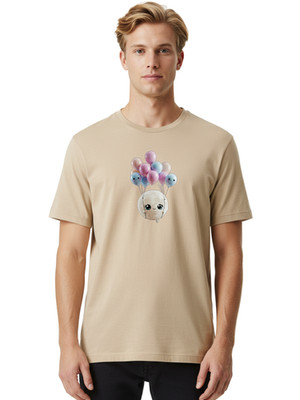 Smiling-Balloons Mens Graphic Tee, 100% Cotton, Casual Summer Wear