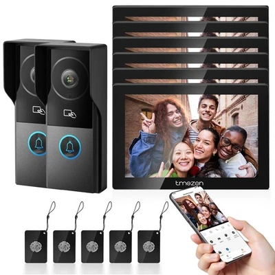 TMEZON Video Türsprechanlage Gegensprechanlage 4-Draht 6x7" Monitor Kamera IP66