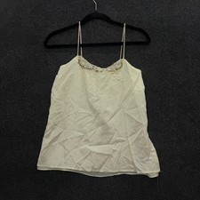 Vintage Anne French Cream Lace Trim Camisole Top Ivory Spaghetti Strap