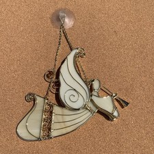 Stained Glass Angel holding Horn Sun Catcher 7  Tall