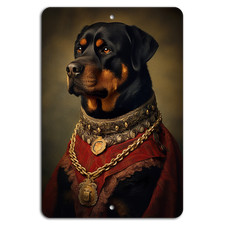 Regal Rottweiler: Majestic Canine Portrait Metal Sign