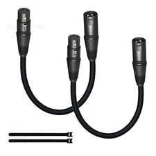 Short XLR Cables 1.6FT 2 Pack,XLR Male to Female Balanced Microphone Cord 3 pin