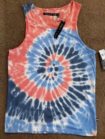 Men's Edgar & Ash Swirl Tie-Dye Patriotic Tank Top - Sizes S-XXL - 4th of July Style