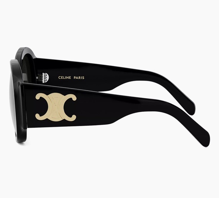 Celine CL40305U 01A Triomphe Women Sunglasses Black Gold Grey Lens