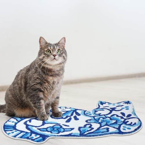 Delft Cat Shape Bath Rug Cat Shaped Bathroom Mat 23