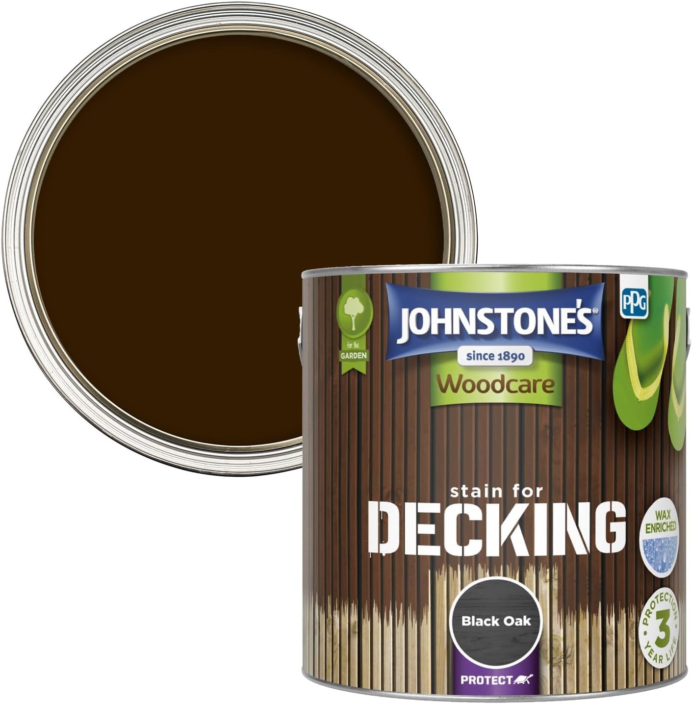 Johnstone's Woodcare, Stain for Decking, Black Oak, 2.5L