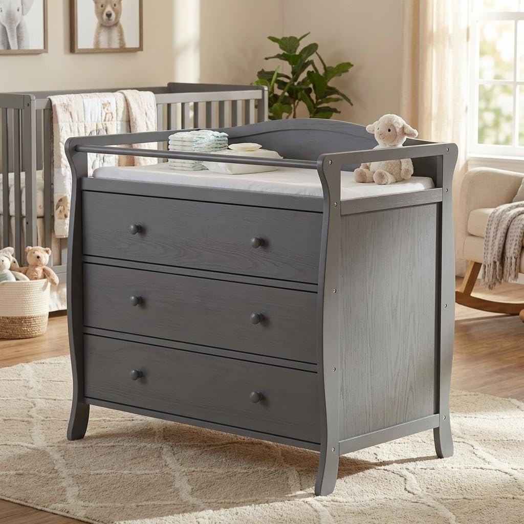 Station 3-drawer Solid Wood Nursery Dressers