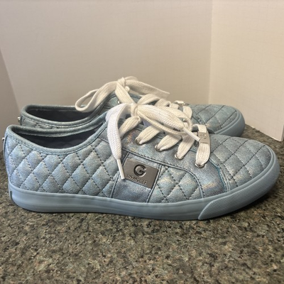 #ad #ad GBG Los Angeles GUESS 8.5 Shimmery Blue Quilted Backer2 Lace Up Sneakers $30.00
