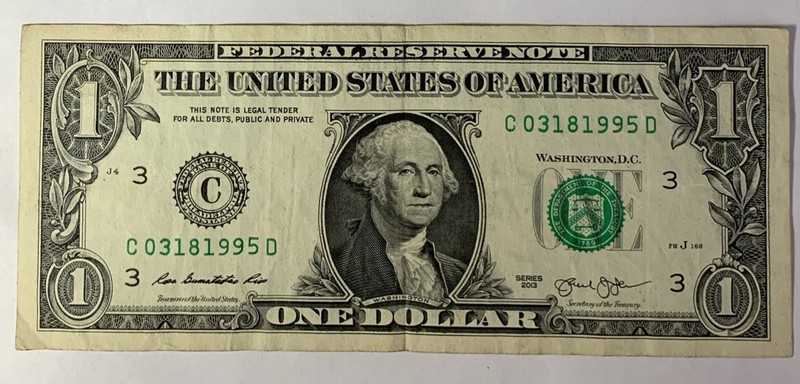 BIRTHDAY/ANNIVERSARY $1.00 CURRENCY Note 03-18-1995