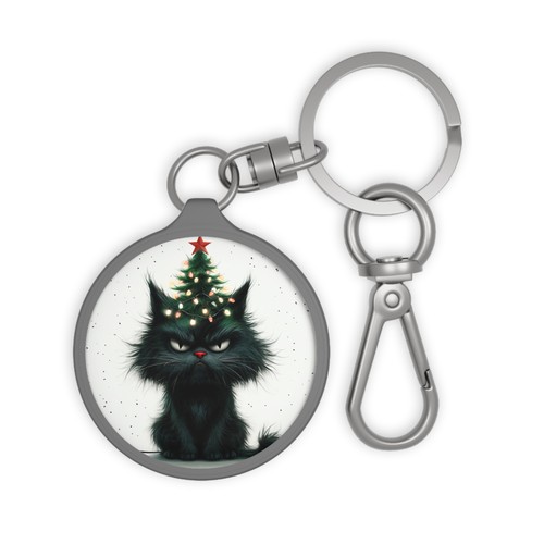 Christmas Cat Keyring Tag, Funny Keychain Gift, Pet Lover Keyring, Holiday NEW - Picture 2 of 5