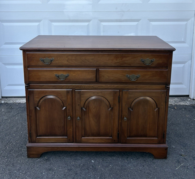 Brown Wood Buffet Sideboard, Raised Panel 3-Door 3-Drawer, 44x20x36