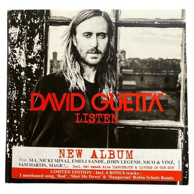 David Guetta - Listen CD Album 2 Disc Set Warner Music R&B Soul 2014