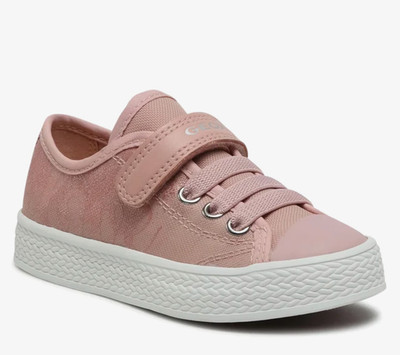 Geox Ciak Sneaker mit elastischen Schnürsenkeln und Riss Stoff rosa