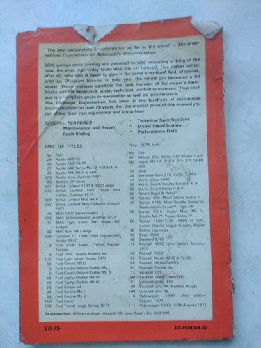 Ford Cortina Mk1 Motor Manuals P. Olyslager 1962 (113E, 1114E, 118E, & 119E) - Picture 4 of 17