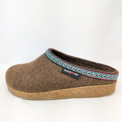 Haflinger Womens Boiled Wool Clogs Brown Size 36 US 6 Cork Sole Slippers Mules