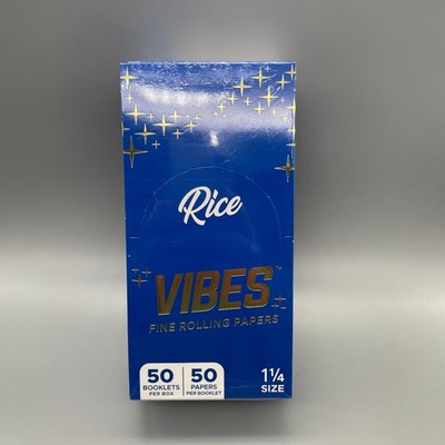 Vibes Rice 1 1/4 Size Rolling Papers Full Box BOGO w/ Rolling trays