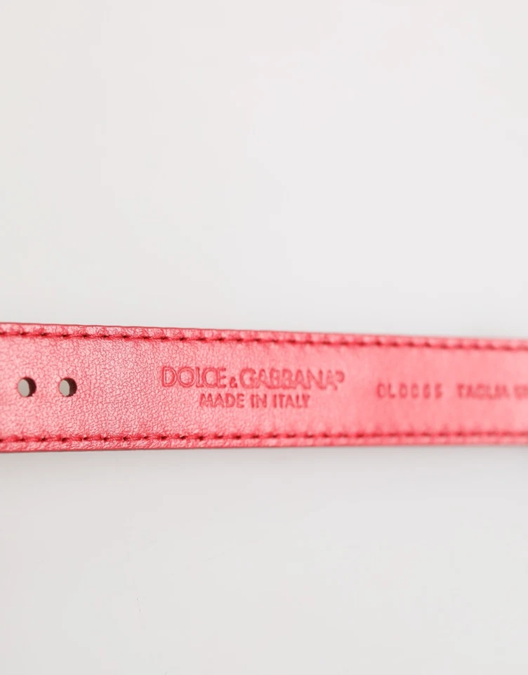 Pulseira DOLCE & GABBANA couro exótico vermelho tom dourado fivela de metal feminina 180usd - Imagem 4 de 4