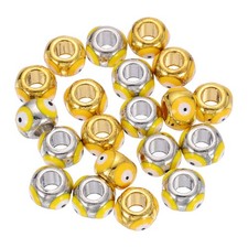 20Pcs Enamel Evil Eye Beads 10x7mm Loose Large Hole Charm Silver/Gold/Yellow