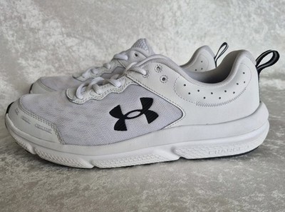 Under Armour Charged Assert Men White Black Mesh Sneakers Size 10.5 3026175-104