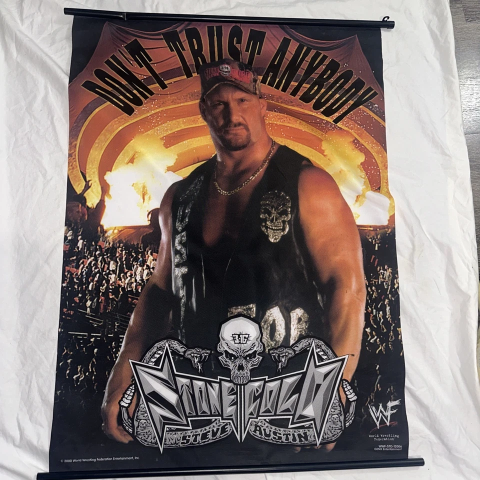 Bandera de Steve Austin Stone Cold de colección WWF 2000 42"x31"-No confíes en nadie Foto 2 de 3