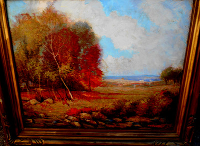 OIL ON PANEL PAINTING IMPRESSIONIST LANDSCAPE NEW ENGLAND  OTTO VICTOR HUMANN