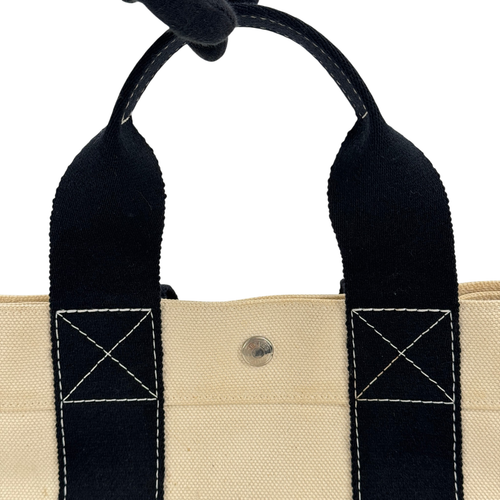 Authentique sac à main HERMES blanc x noir Bora Bora MM JZ336 - Photo 12/24