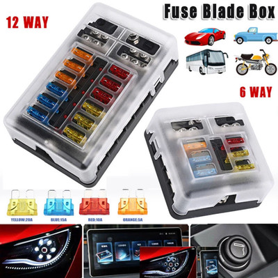 6/12 Wege 12V 24V Blade Sicherungskasten Halter & Standard Blade Sicherungen für Auto Camper Van