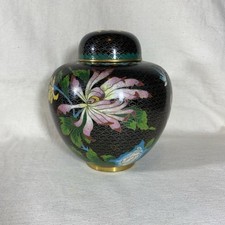 Vintage Chinese Cloisonne Ginger Jar Chrysanthemum 6”