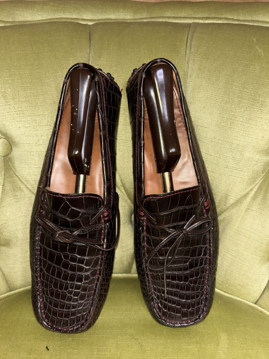 Tod's for Ferrari Brown Moccasins Loafers Gommino Crocodile 7 | eBay
