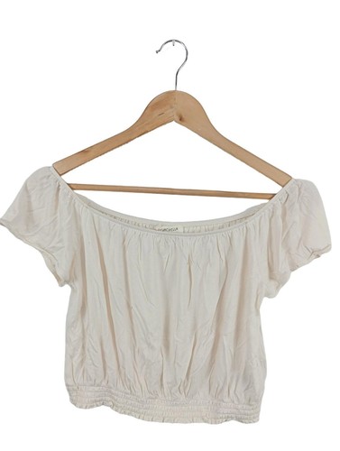 H&M X COACHELLA COLLECTION Top corto Donna Taglia IT 40 bianco sporco