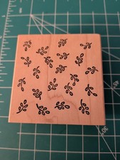 USED Wood Rubber Stamp Floating Fall Leaves Background Elm Birch Winter Tree