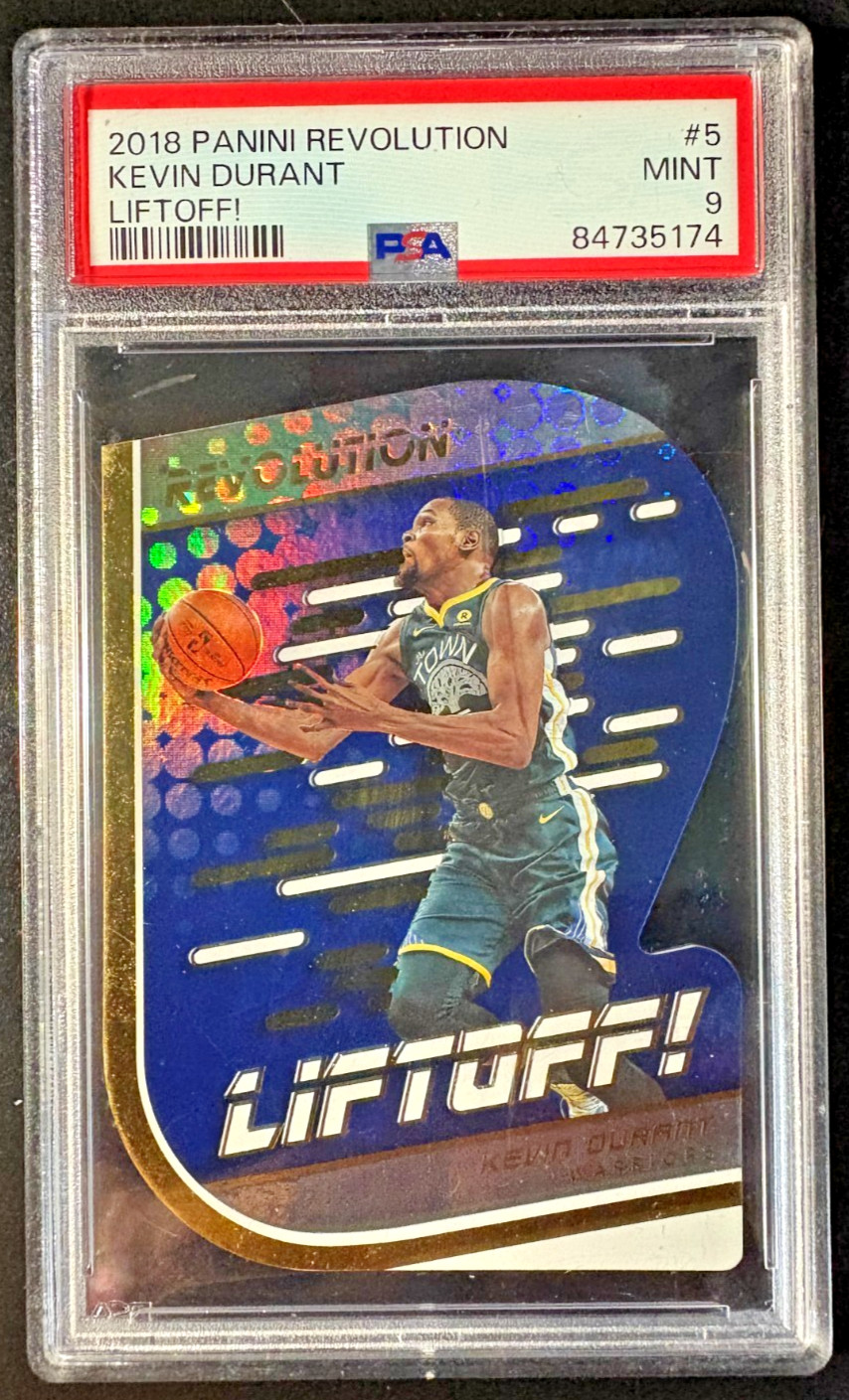 Kevin Durant 2018 Panini Revolution Liftoff! #5 PSA 9. Die Cut Golden State.