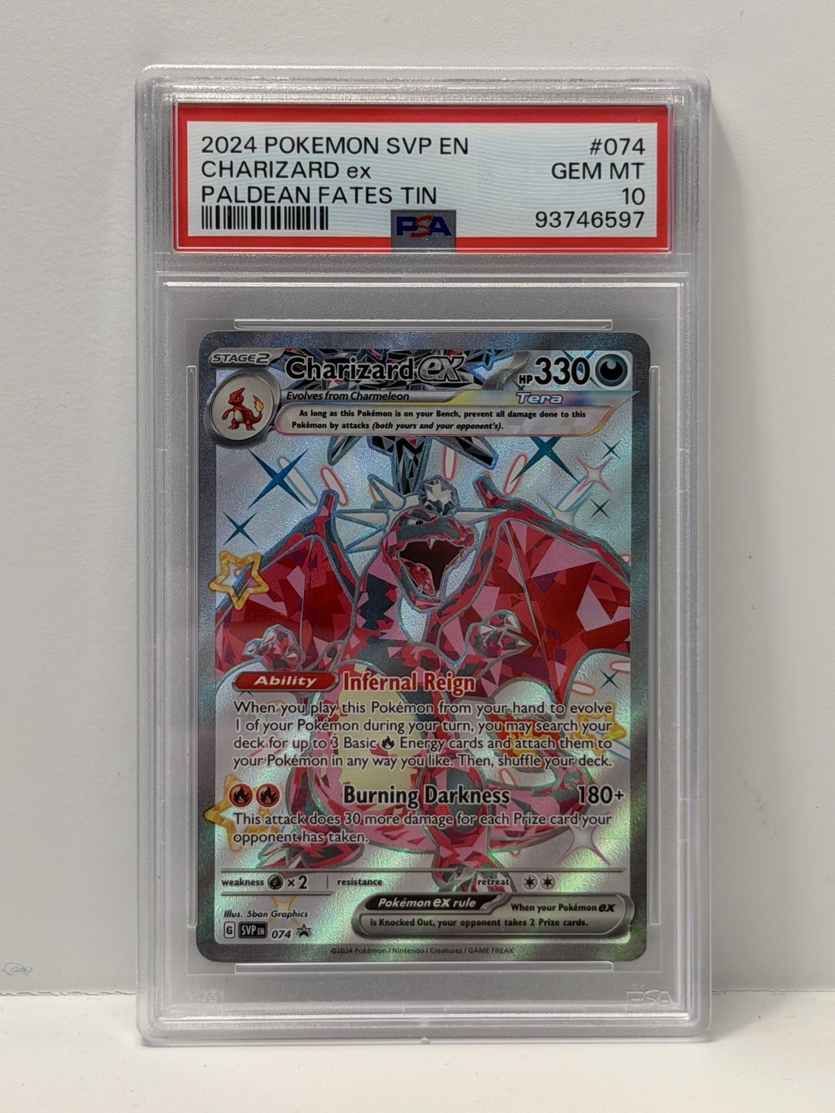 2024 POKEMON CHARIZARD EX BLACK STAR 74 PROMO PALDEAN FATES TIN PSA 10 GEM MINT