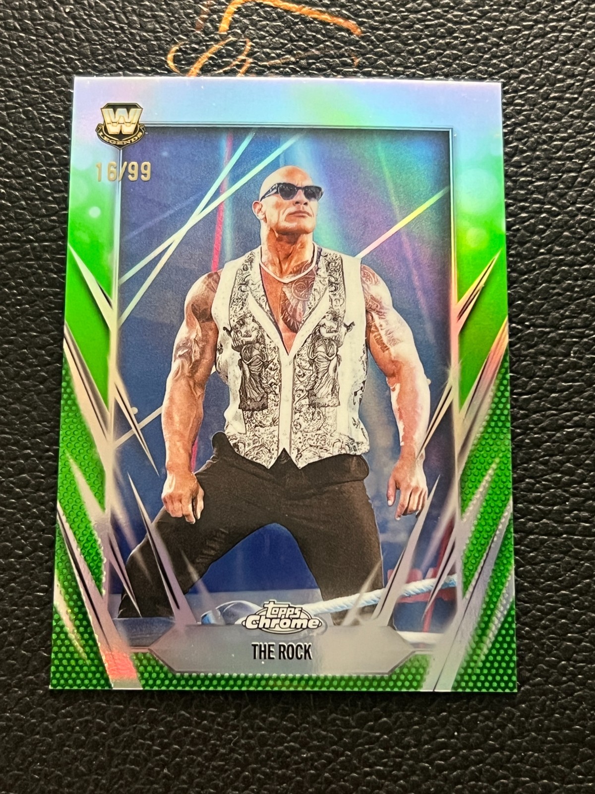 2026 Topps Chrome WWE The Rock Base /99 Green Refractor ANN