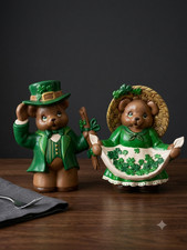 Clay Magic Ceramic St. Patricks Day Bears Hand Painted Collectible Bear Set Clay Magic Ceramic St. Patricks Day Bears Hand Painted Collectible Bear Set