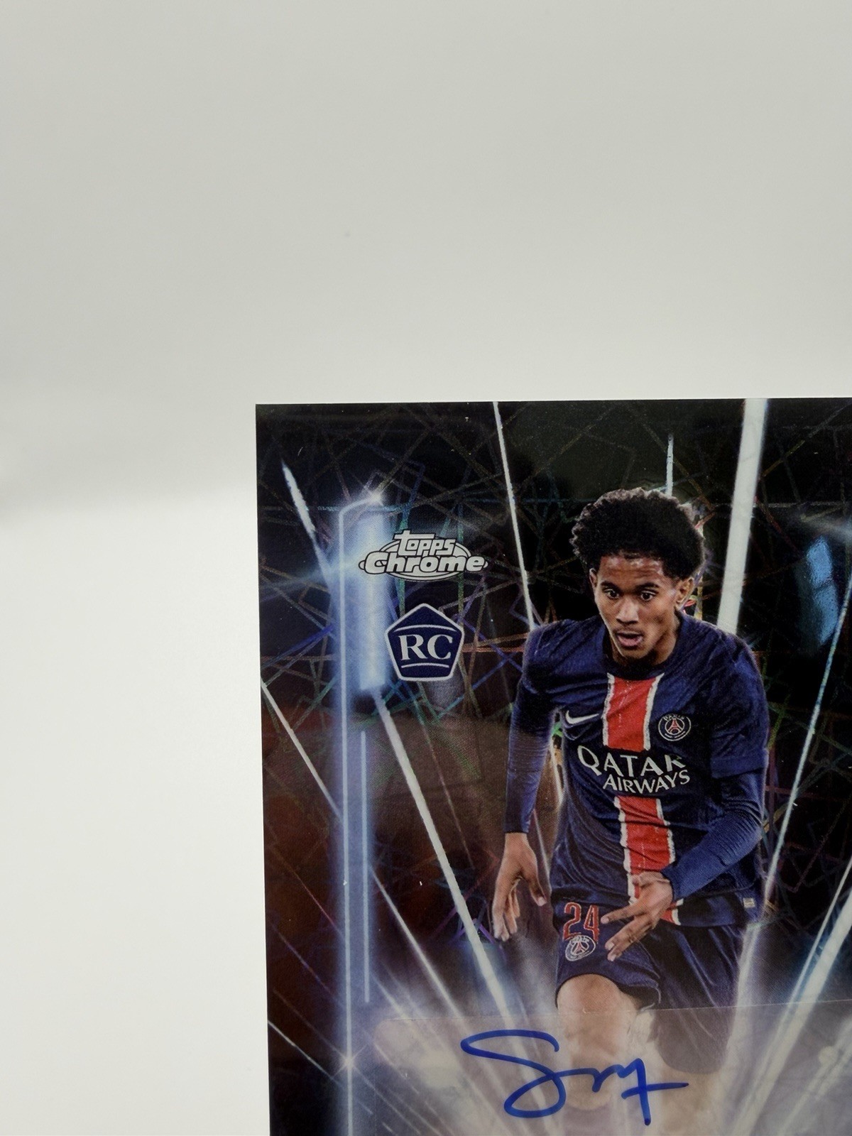 Senny Mayulu 2024-25 Topps Chrome UEFA Club UCC Black Lazer RC Rookie Auto view 4